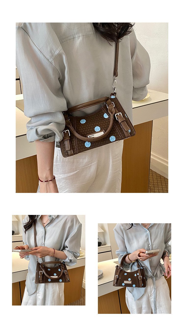 Women's PU Leather Polka Dot Top Handle Crossbody Bag detail 7