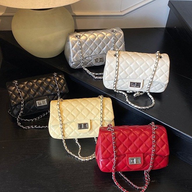 Women's PU Leather Quilted Chain Flap Crossbody Bag view 2