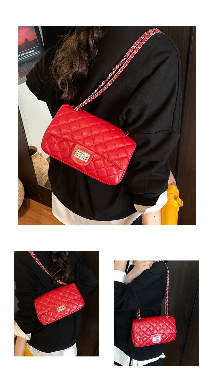 Women's PU Leather Quilted Chain Flap Crossbody Bag detail 11