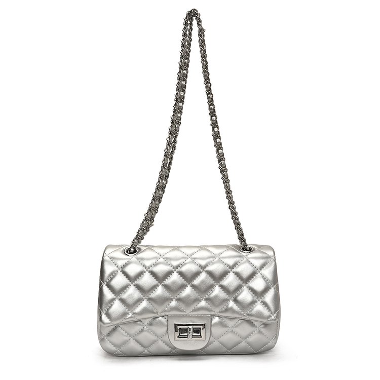 Women's PU Leather Quilted Chain Flap Crossbody Bag view 4