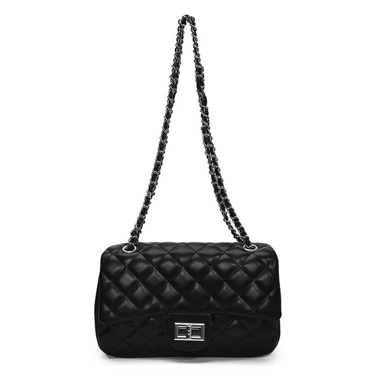 Women's PU Leather Quilted Chain Flap Crossbody Bag view 5