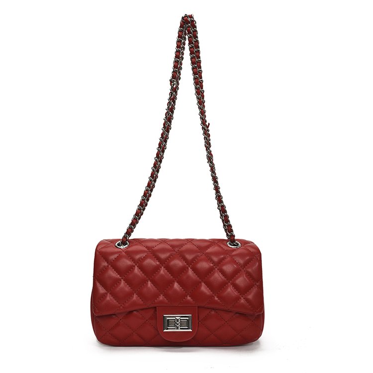 Women's PU Leather Quilted Chain Flap Crossbody Bag view 6