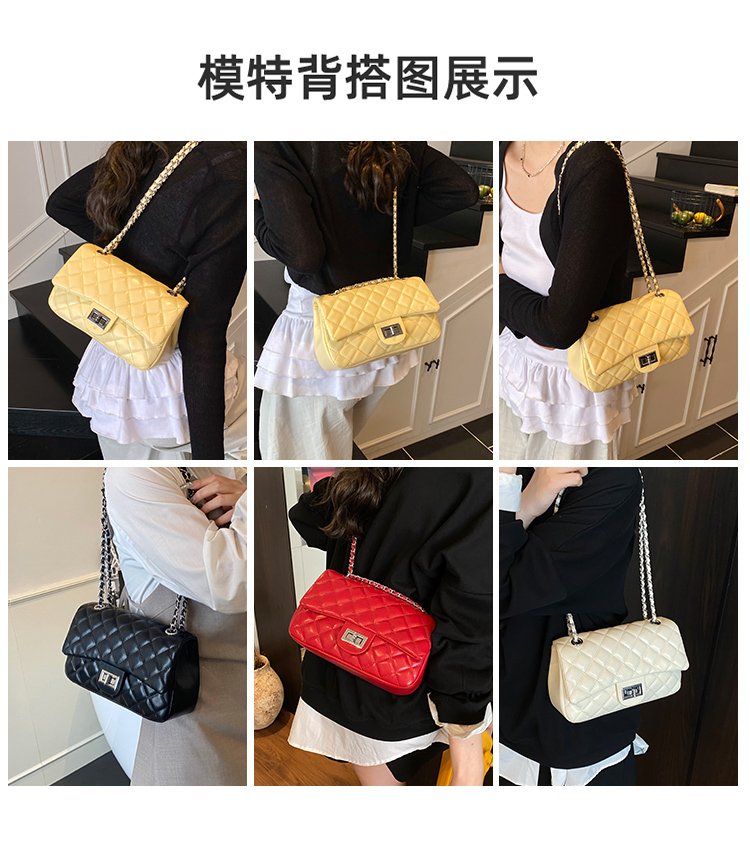 Women's PU Leather Quilted Chain Flap Crossbody Bag detail 8
