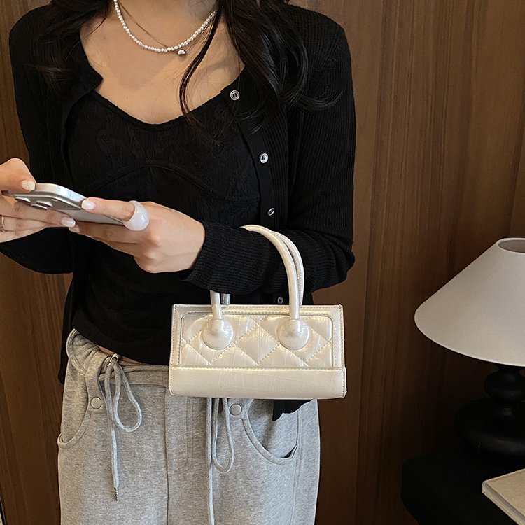 Women's PU Leather Quilted Top Handle Crossbody Bag view 3