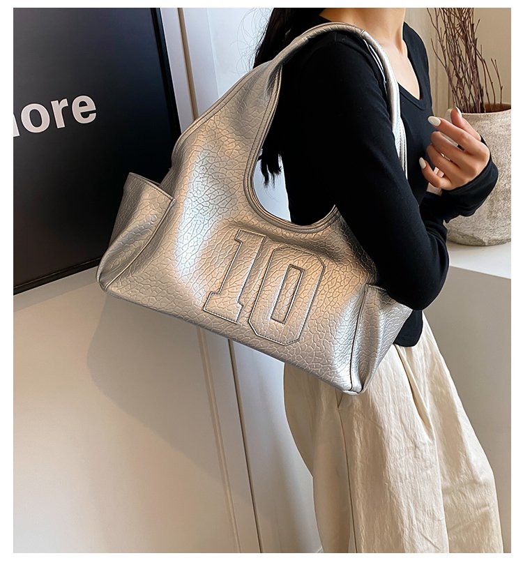 Women's PU Leather Raised Letter Shoulder Bag detail 1