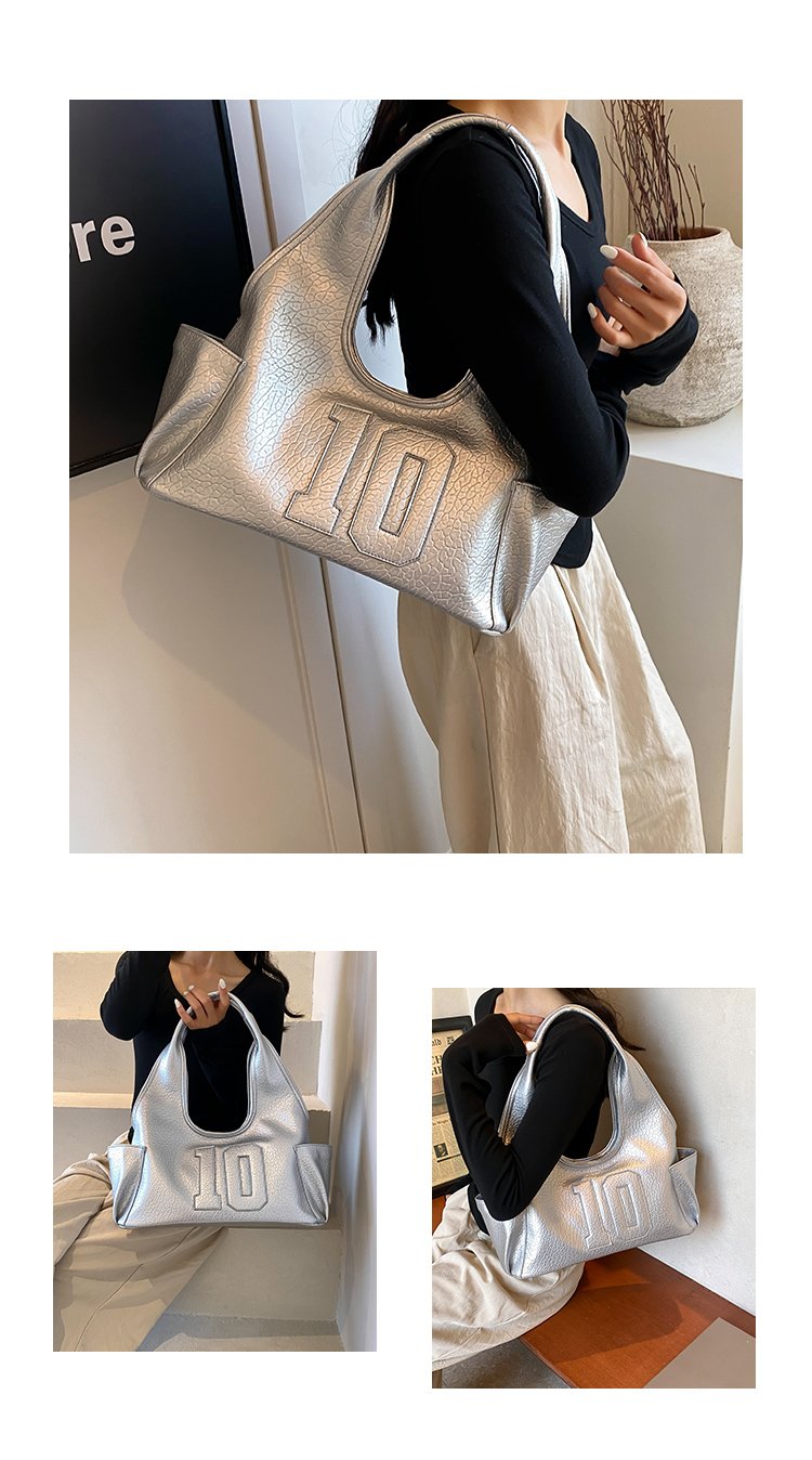 Women's PU Leather Raised Letter Shoulder Bag detail 4