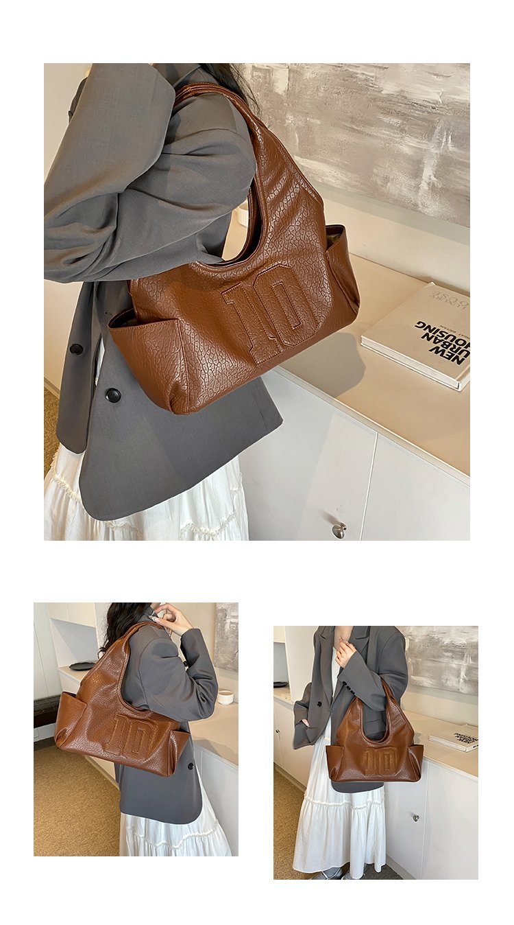 Women's PU Leather Raised Letter Shoulder Bag detail 6