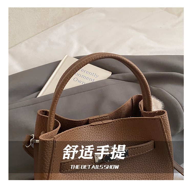 Women's PU Leather Rounded Top Handle Crossbody Bag detail 12
