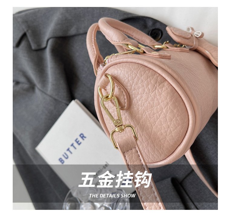 Women's PU Leather Rounded Top Handle Shoulder Bag detail 4