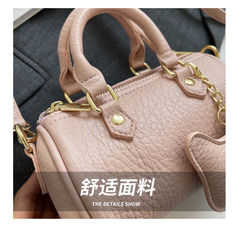Women's PU Leather Rounded Top Handle Shoulder Bag detail 5