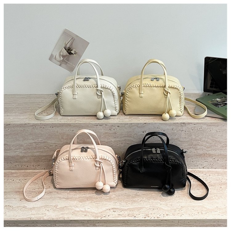 Women's PU Leather Ruched Mini Barrel Bag view 2