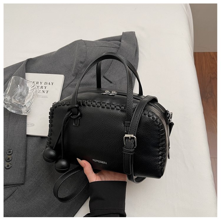 Women's PU Leather Ruched Mini Barrel Bag detail 27