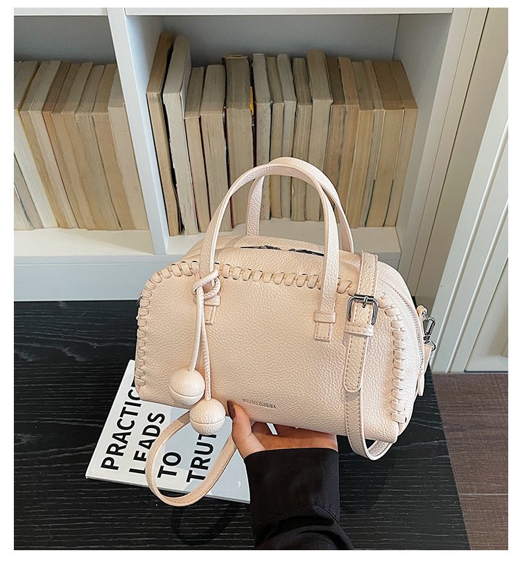 Women's PU Leather Ruched Mini Barrel Bag detail 3