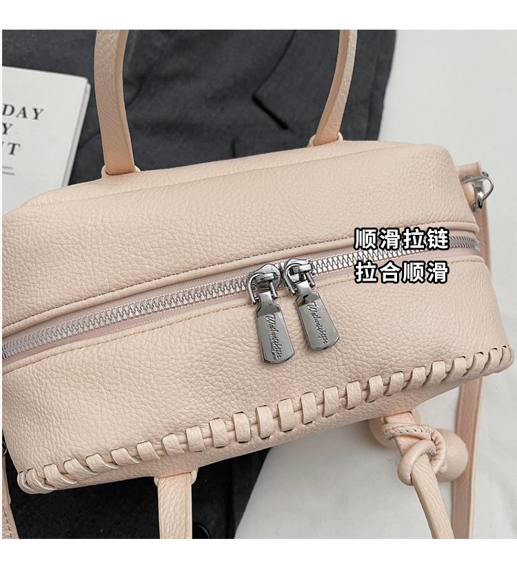 Women's PU Leather Ruched Mini Barrel Bag detail 4