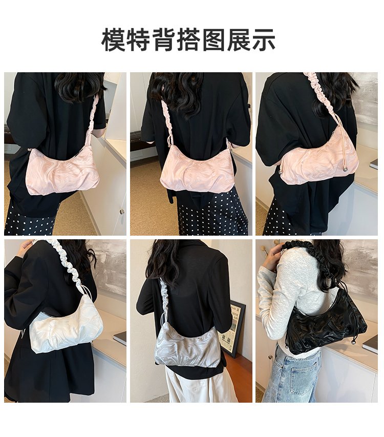 Women's PU Leather Ruched Shoulder Bag detail 2