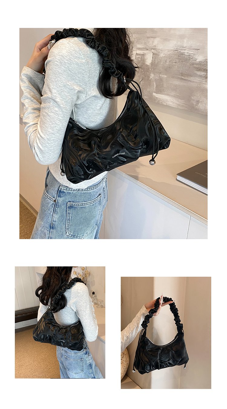 Women's PU Leather Ruched Shoulder Bag detail 5