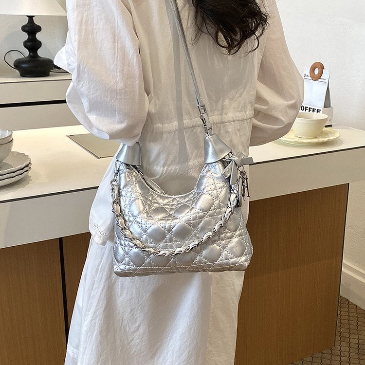 Women's PU Leather Soft Metallic Look Crossbody Bag view 4