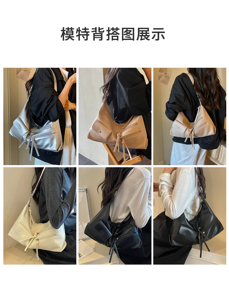 Women's PU Leather Soft Metallic Look Hobo Shoulder Bag detail 9