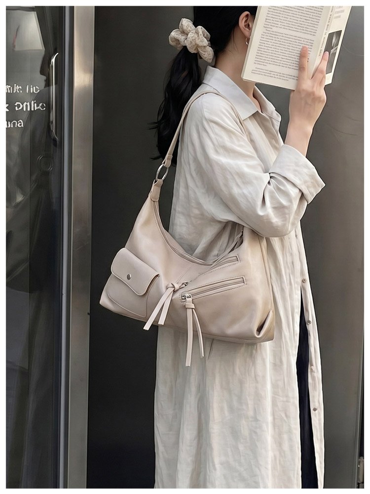 Women's PU Leather Soft Metallic Look Hobo Shoulder Bag detail 15