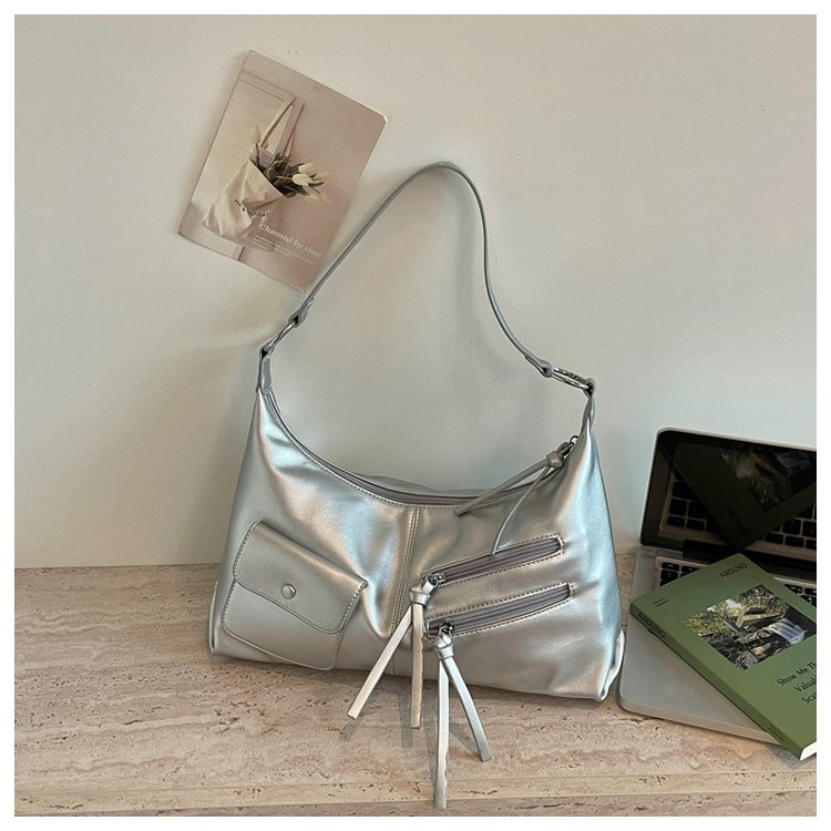 Women's PU Leather Soft Metallic Look Hobo Shoulder Bag detail 35