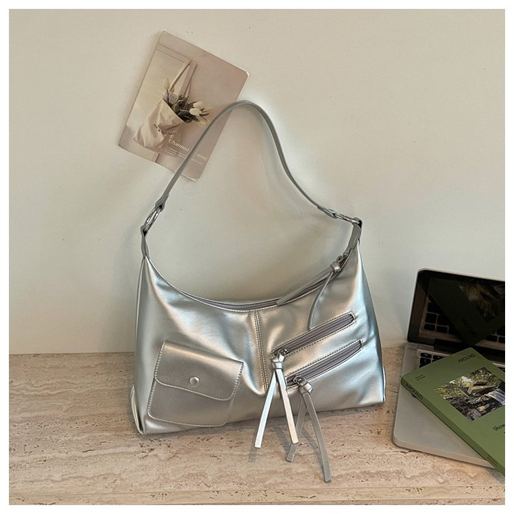 Women's PU Leather Soft Metallic Look Hobo Shoulder Bag detail 36