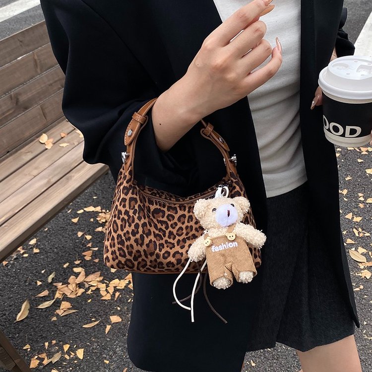 Women's Statement Leopard Print Structured PU Leather Shoulder Bag view 2