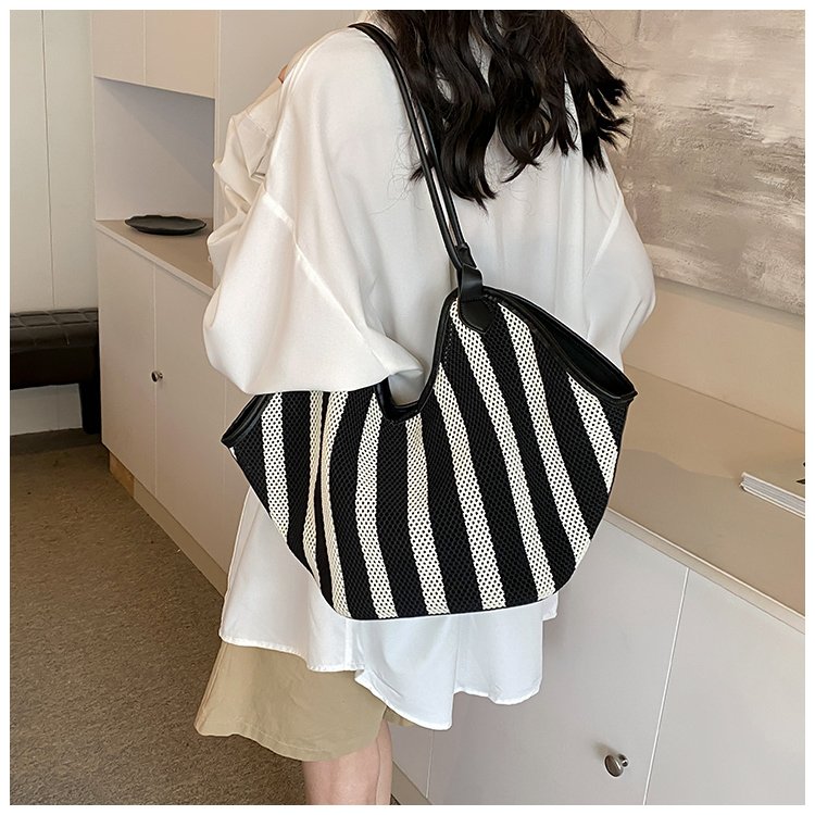 Women's PU Leather Striped Crescent Shoulder Bag detail 9