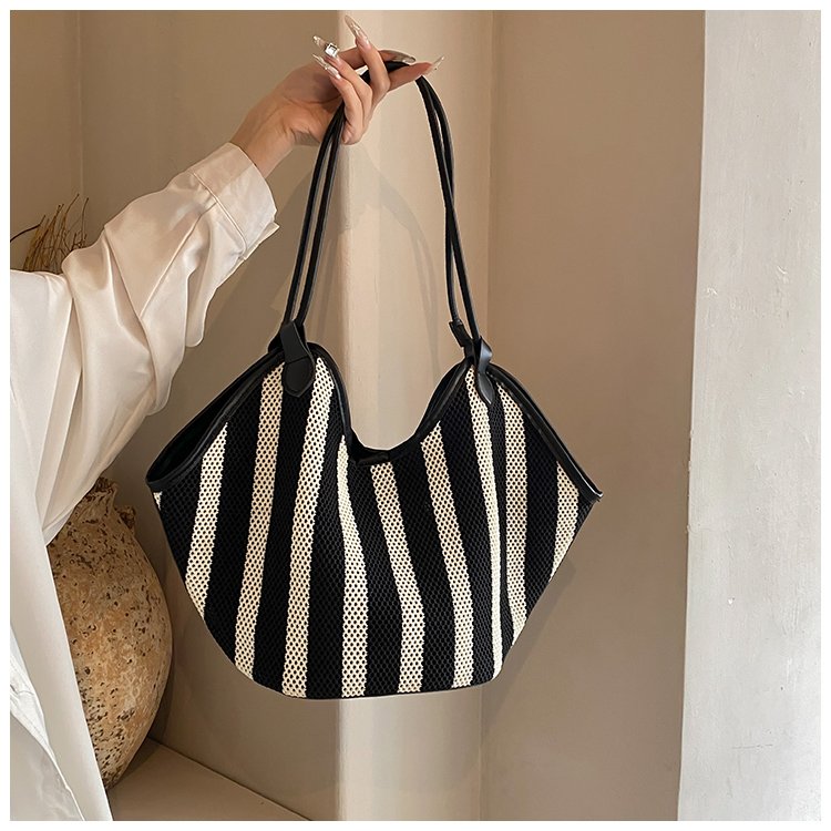 Women's PU Leather Striped Crescent Shoulder Bag detail 18