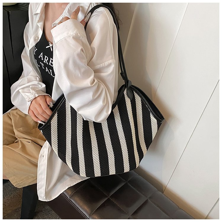 Women's PU Leather Striped Crescent Shoulder Bag detail 21