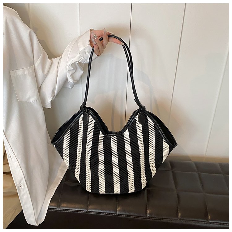 Women's PU Leather Striped Crescent Shoulder Bag detail 24