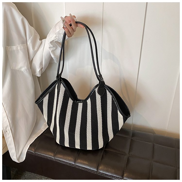 Women's PU Leather Striped Crescent Shoulder Bag detail 25