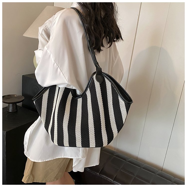 Women's PU Leather Striped Crescent Shoulder Bag detail 28