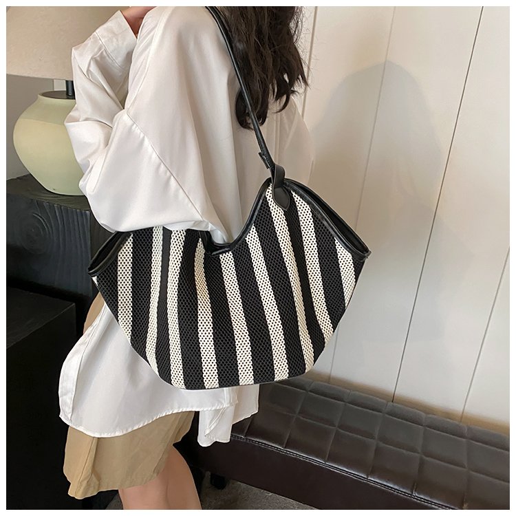 Women's PU Leather Striped Crescent Shoulder Bag detail 29