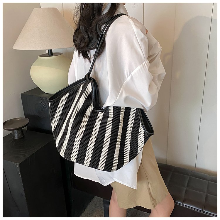 Women's PU Leather Striped Crescent Shoulder Bag detail 31