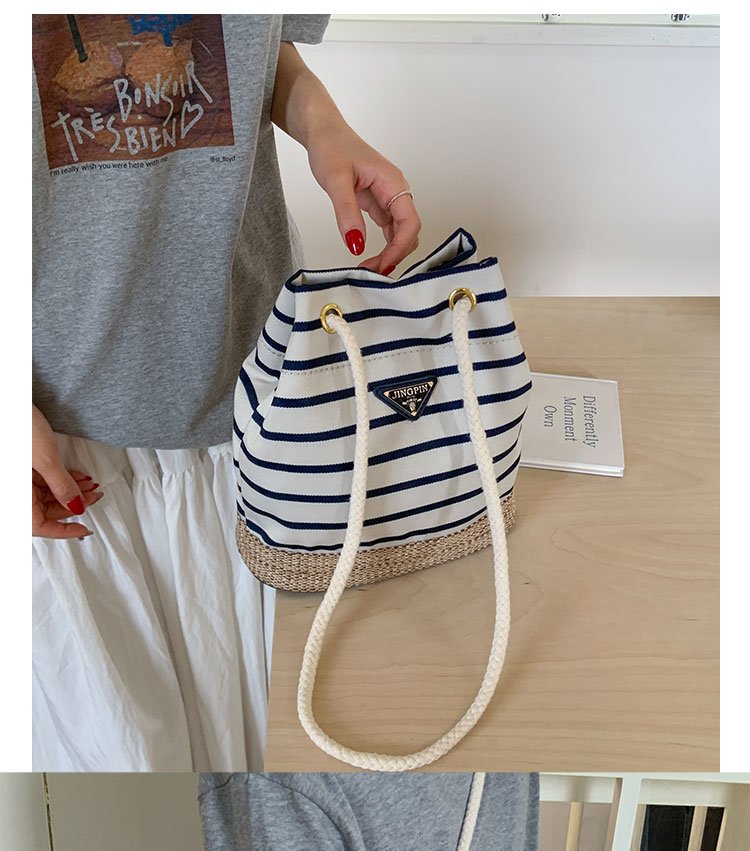 Women's Cloth Striped Drawstring Crossbody Bag detail 24