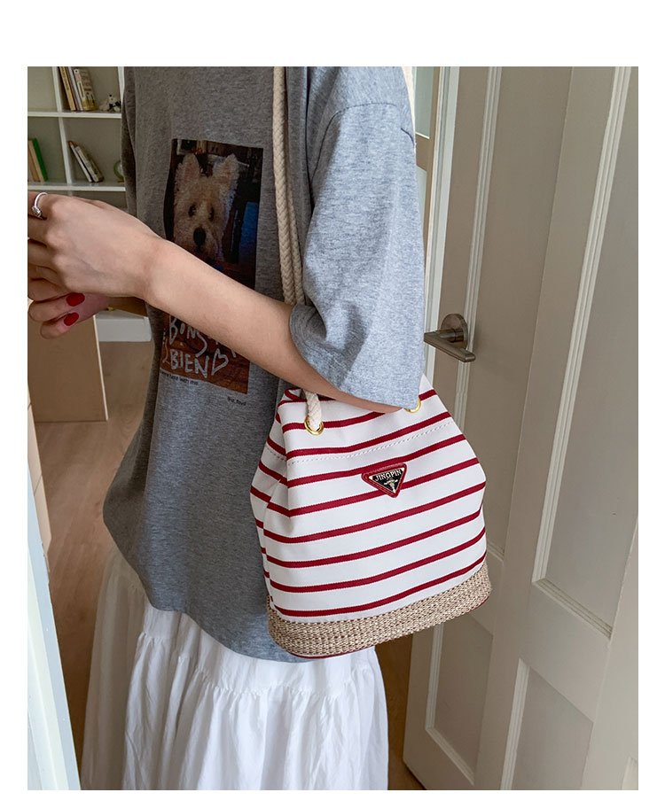Women's Cloth Striped Drawstring Crossbody Bag detail 26