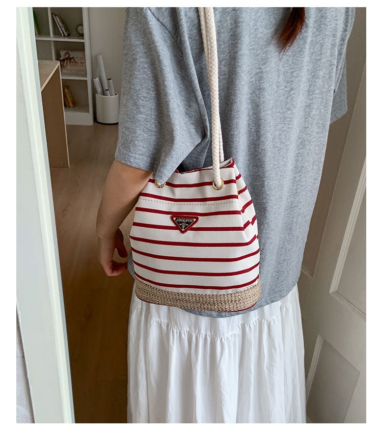 Women's Cloth Striped Drawstring Crossbody Bag detail 27