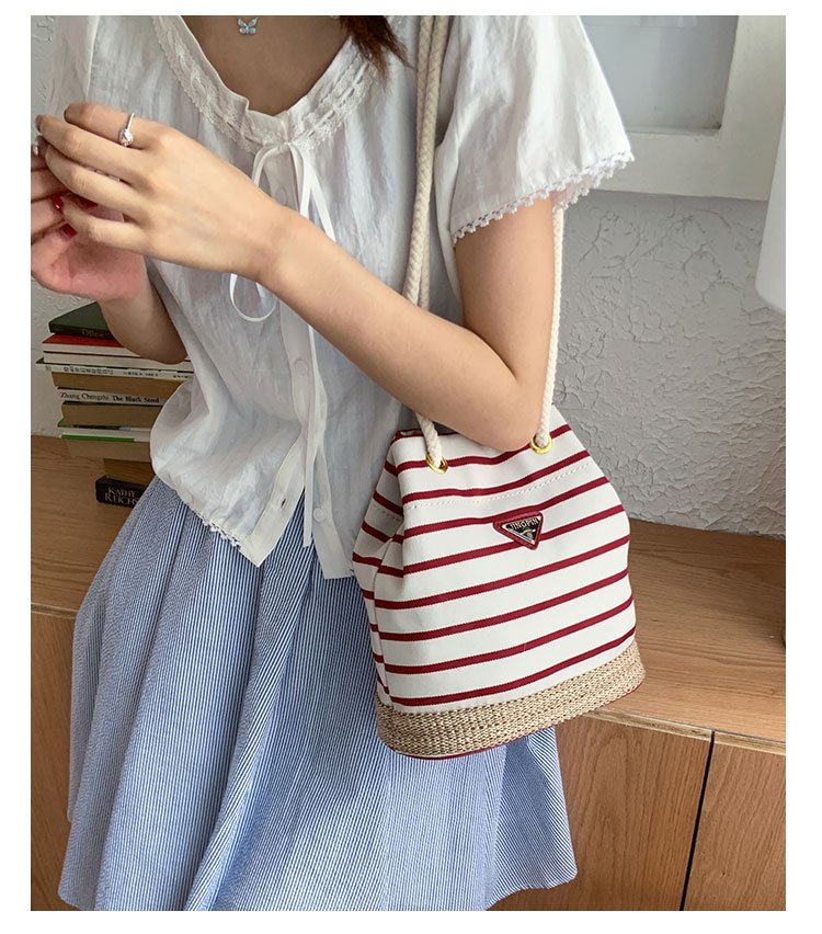 Women's Cloth Striped Drawstring Crossbody Bag detail 31