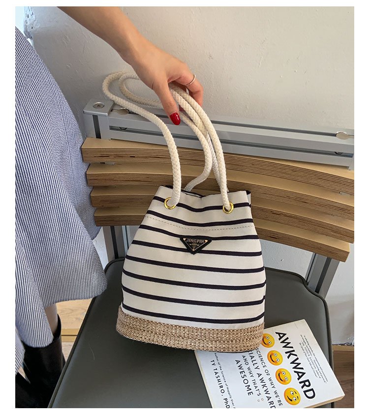 Women's Cloth Striped Drawstring Crossbody Bag detail 33