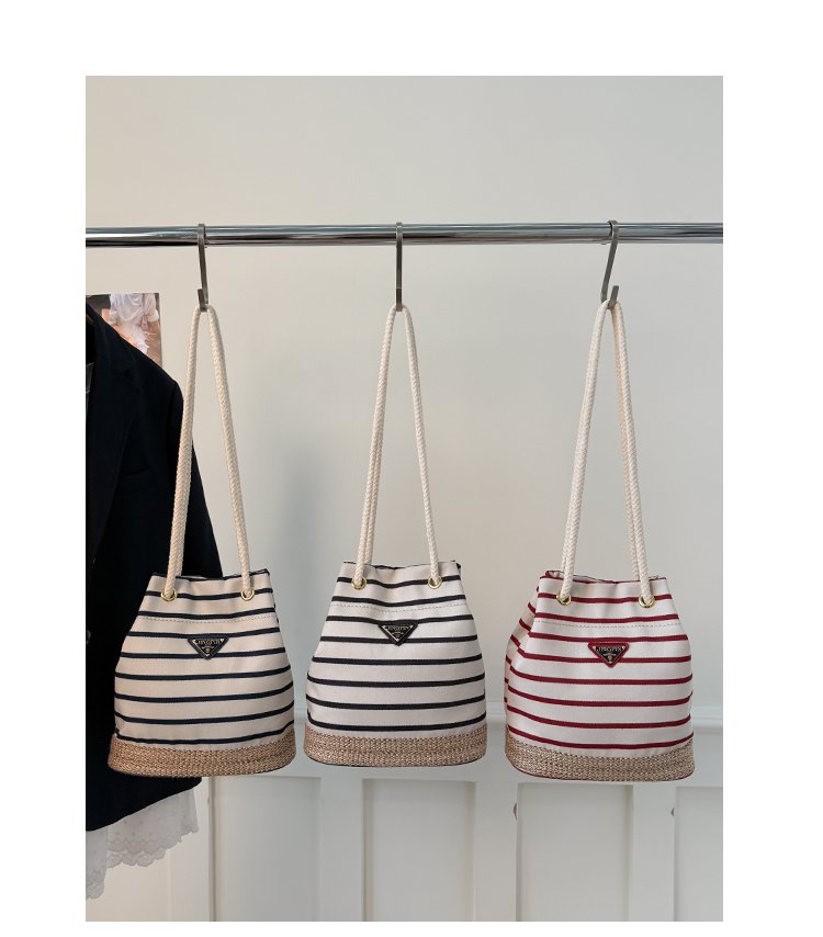 Women's Cloth Striped Drawstring Crossbody Bag detail 34