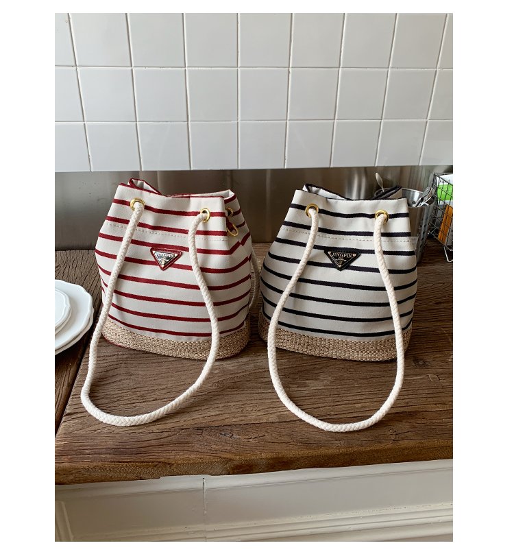 Women's Cloth Striped Drawstring Crossbody Bag detail 35