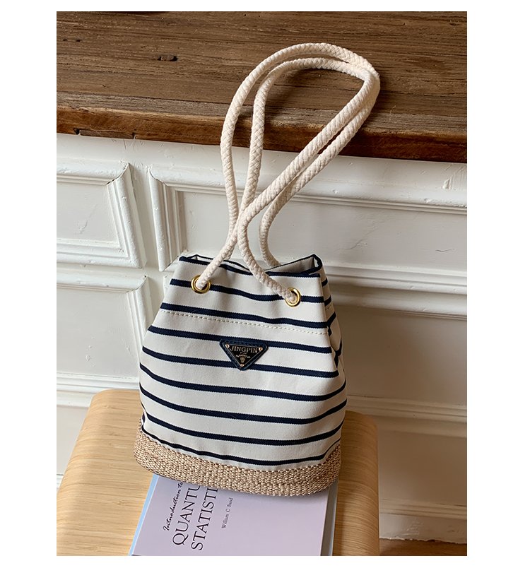 Women's Cloth Striped Drawstring Crossbody Bag detail 36