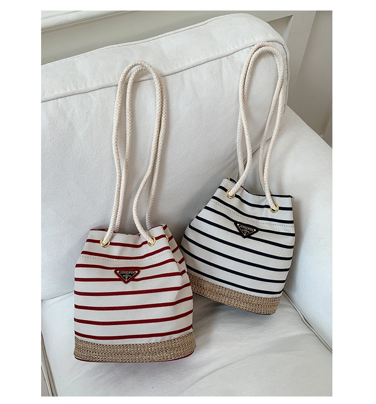 Women's Cloth Striped Drawstring Crossbody Bag detail 38