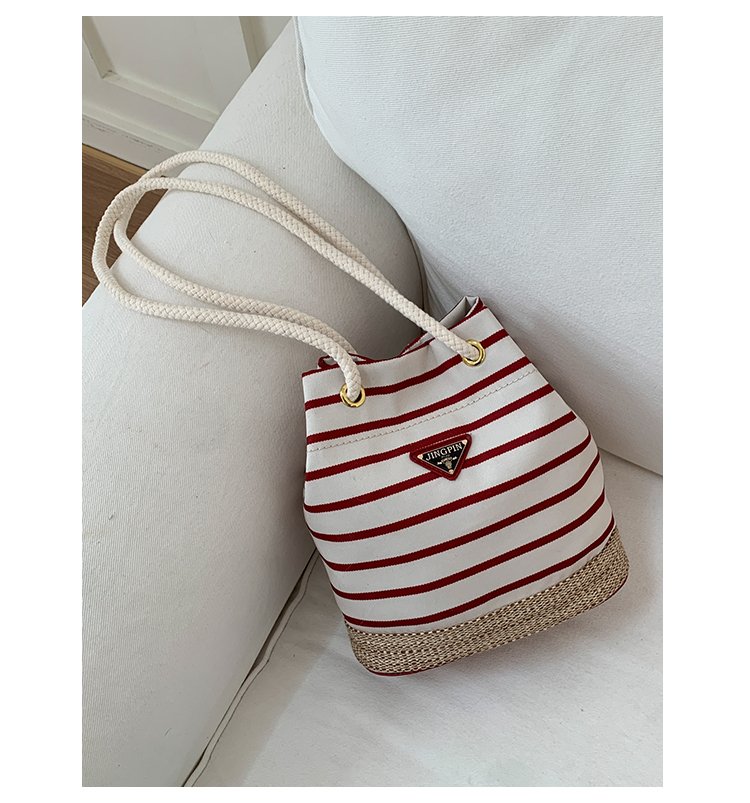 Women's Cloth Striped Drawstring Crossbody Bag detail 40