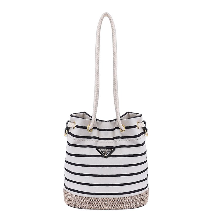 Women's Cloth Striped Drawstring Crossbody Bag view 3