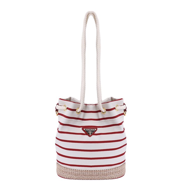 Women's Cloth Striped Drawstring Crossbody Bag view 4