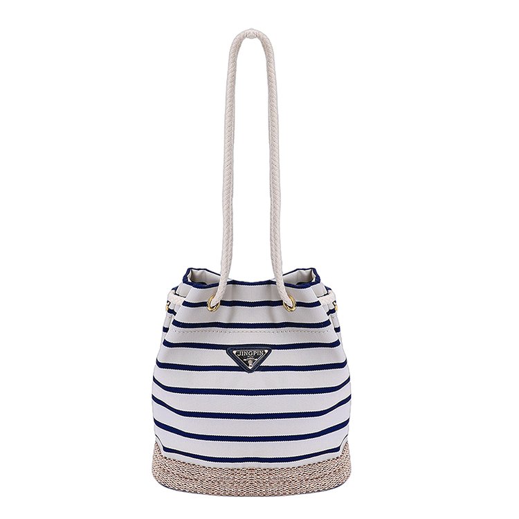 Women's Cloth Striped Drawstring Crossbody Bag view 1