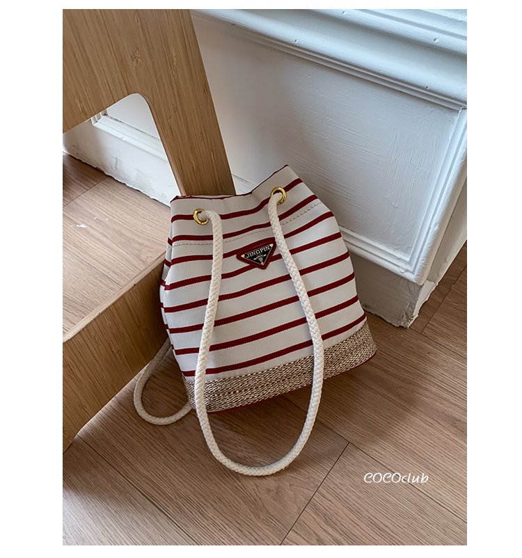 Women's Cloth Striped Drawstring Crossbody Bag detail 5