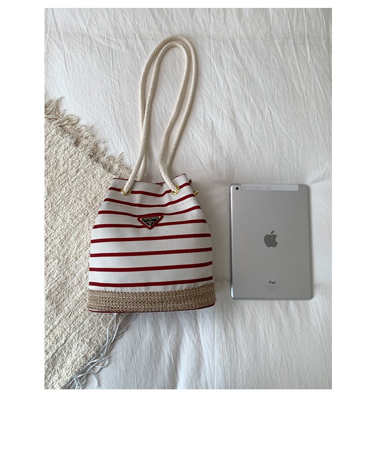 Women's Cloth Striped Drawstring Crossbody Bag detail 6
