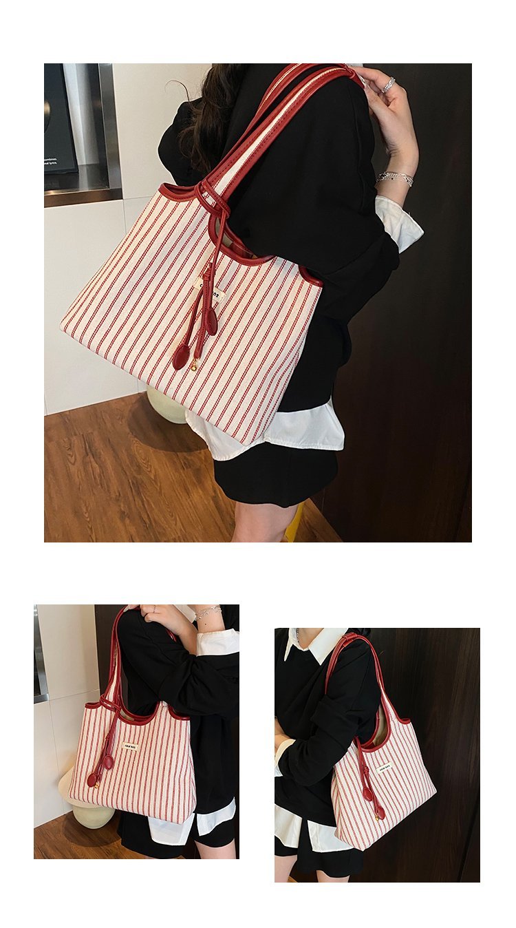 Women's PU Leather Striped Shoulder Bag detail 7